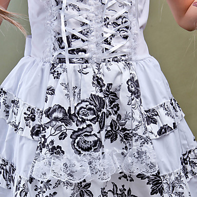 С коротким рукавом длиной до колен хлопок сладкий платье Лолита