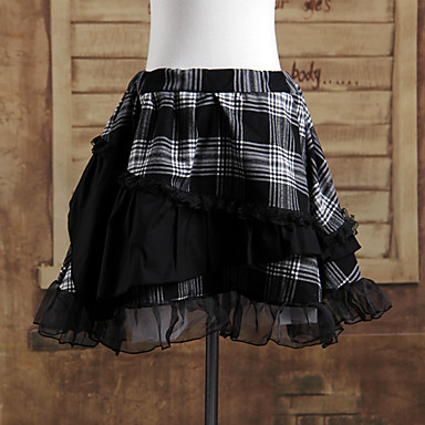 Короткие Черный шаблон проверки хлопок сладкий Лолита юбка