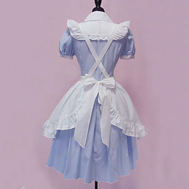 Короткий рукав короткий хлопок Maid Cosplay Лолита платье Сладкий с Фартук