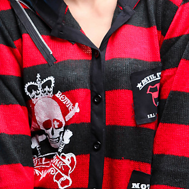 Классический длинным рукавом полосатый хлопок Панк Лолита Пальто