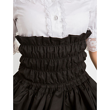 Гольфы Передняя Frilled Классический черный хлопок Лолита юбка