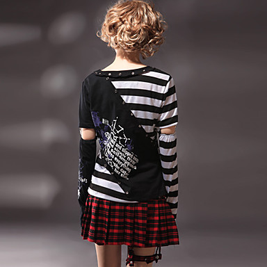 Классические Stripes хлопок Панк Лолита футболка с рукавами