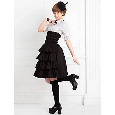 Гольфы Передняя Frilled Классический черный хлопок Лолита юбка