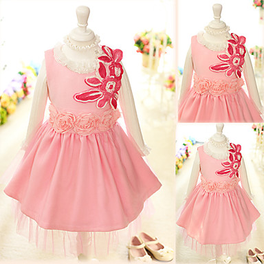 Лолита длиной до колен без рукавов розовый шерстяной Детские платья (длина: 70 см, грудь: 78см)