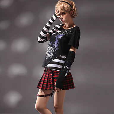 Классические Stripes хлопок Панк Лолита футболка с рукавами