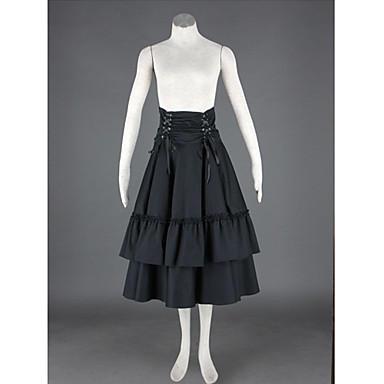 чай длины черного хлопка полиэстера Лолита юбка