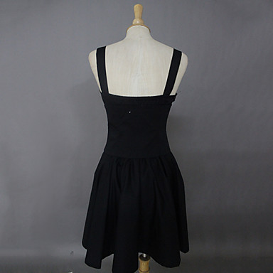 Без рукавов длиной до колен черного хлопка повседневные платья Лолита