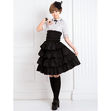 Гольфы Передняя Frilled Классический черный хлопок Лолита юбка