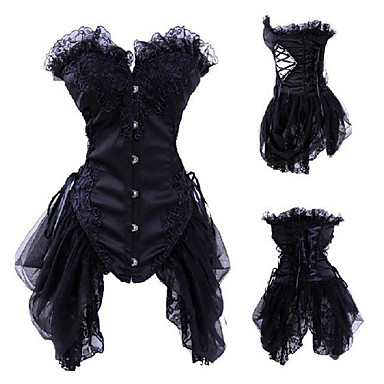 ретро-стиле Gothic Lolita корсет с кружевом
