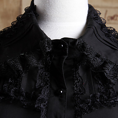 Длинные рукава Flare черную блузку и длиной до колена юбка Хлопок Цветочный Лолита nk техники