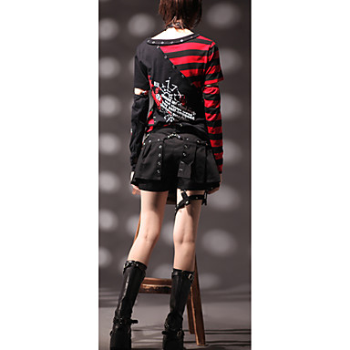 Классические Stripes хлопок Панк Лолита футболка с рукавами