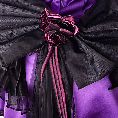 3/4-length рукав короткий фиолетовый и черный атласные Готическая Лолита платье