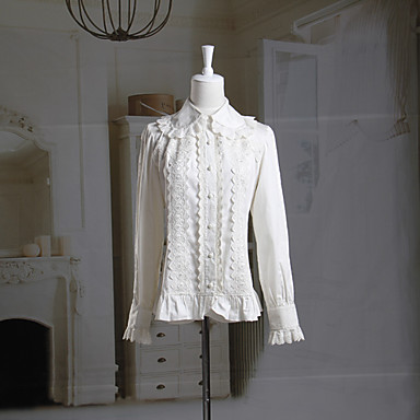 С длинным рукавом белый хлопок Классическая Лолита блузка