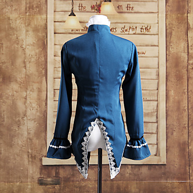 воротник стойка с длинным рукавом синего хлопка Лолита готической пальто