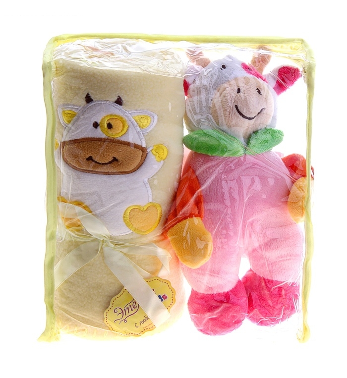 Набор подарочный Этелька 2 пр Му-му пинк игрушка, плед 75*100 см, флис