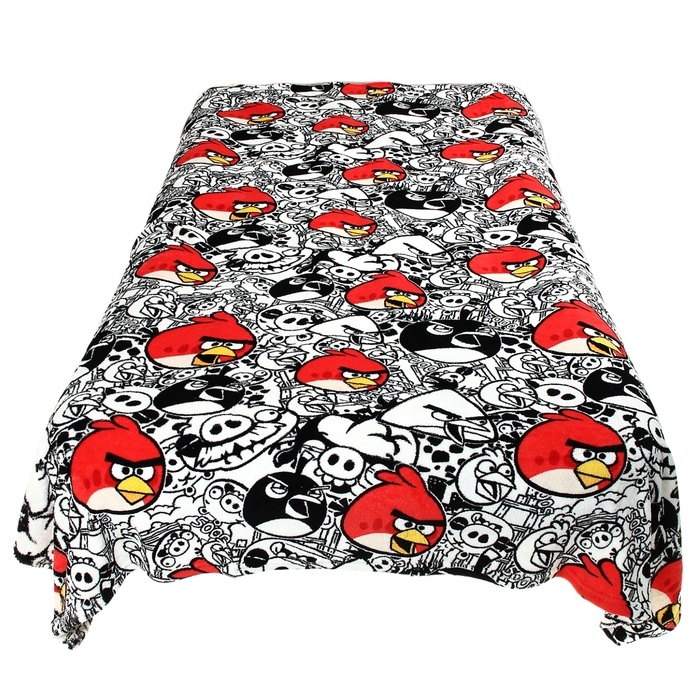 Плед Angry Birds МИКС ч/б, 150*200 см, корал флис, 220 гр/м, 100% п/э