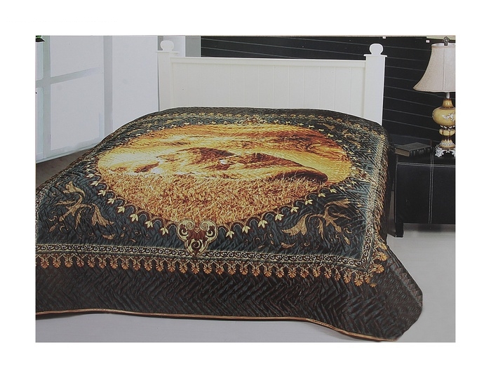 Покрывало Этель шелк 3Д евро Саванна 200*220 см, искусственный шелк, 100% полиэстер