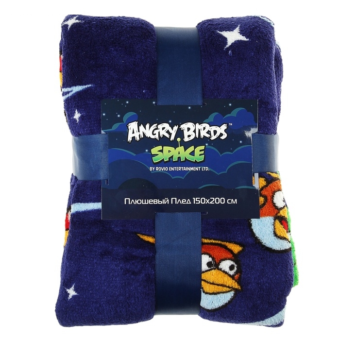 Плед Angry Birds МИКС синий, 150*200 см, корал флис, 220 гр/м, 100% п/э
