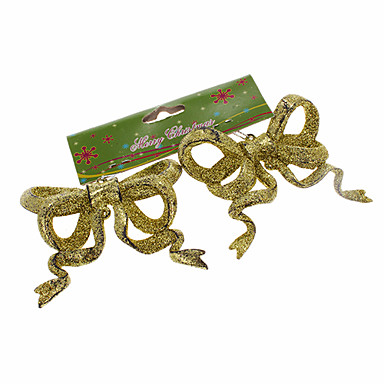 4PCs Золотой и красный с блестками бантом Новогоднее украшение