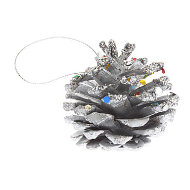 6шт Серебряная Pinecone форме пластиковой подвеска