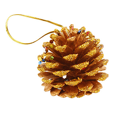 8 см 6шт Пластиковые Pinecone Золото Подвески на Рождество