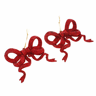 4PCs Золотой и красный с блестками бантом Новогоднее украшение