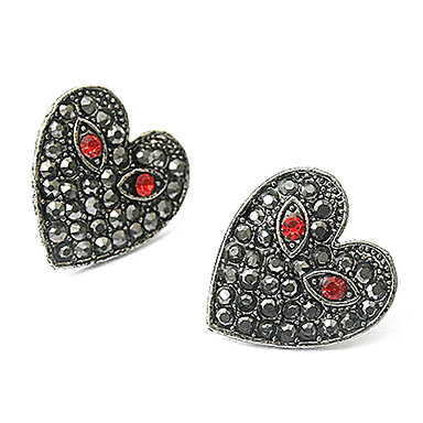 Vintage стиль Сердце Черный Rhineston серьги стержня