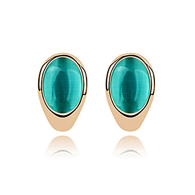 Овальные серьги инкрустация Opal сплава