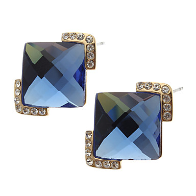 OL Стиль Кристалл Blue Square серьги стержня