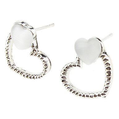 OLL Двухместный Серьги Сердца White Silver