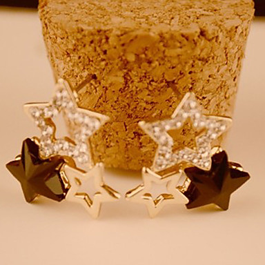Пятиконечная Звезда сплава Стад Серьги с Rhinestone (1 пара)
