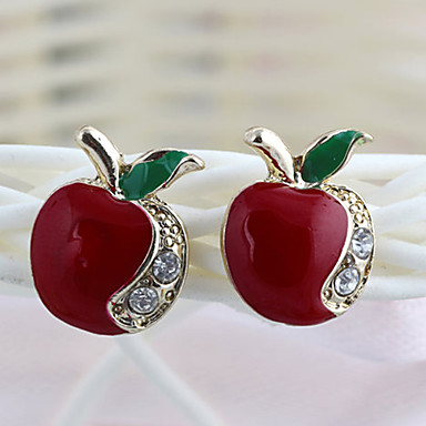 Сладкий Red Apple Ясно горный хрусталь с золотой сплав серьги-гвоздики (1 пара)