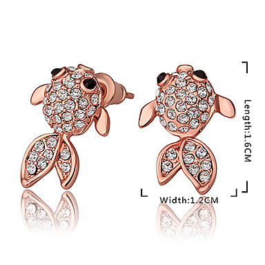 Сладкий Золотая рыбка сплава Стад Серьги с Rhinestone (1 пара) (Белый, Золотой, розовый)