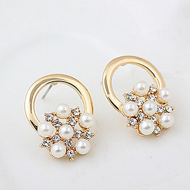 Сладкий Морская звезда Shaped Имитация Перл с Rhinestone Золото Проба серьги стержня (1 пара)