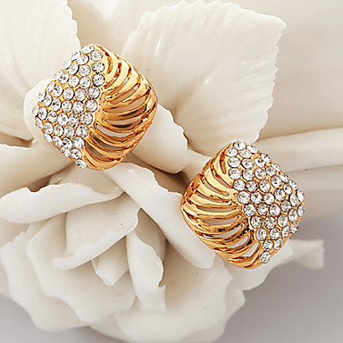 Настоящее Желтая 18K позолоченный австрийской Стад Серьги Rhinestone
