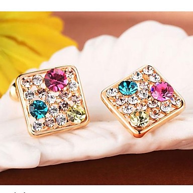 Классический Сплав площадь многоцветный Rhinestone серьги стержня
