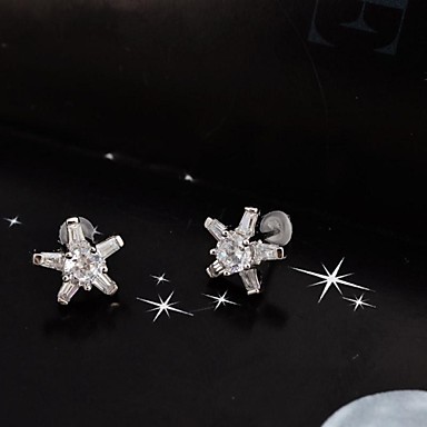 Сладкий Star S925 Посеребренная стразами серьги стержня