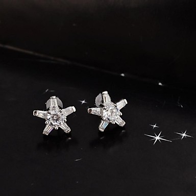 Сладкий Star S925 Посеребренная стразами серьги стержня