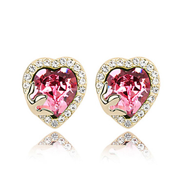 Heart Shaped Кристалл с Rhinestone шипованных пограничного Платиновый покрытием Серьги