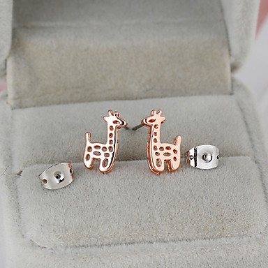 Позолоченные бронзовые серьги Циркон Стад ERZ0159 - Deer Shaped