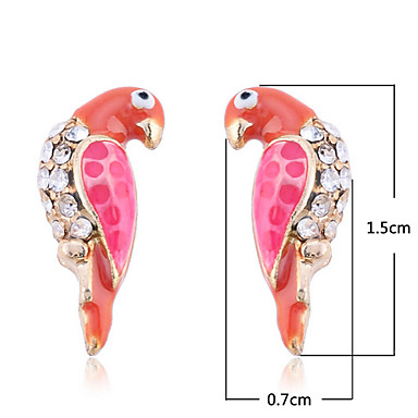 Lureme Нежный красной эмалью серьги Стад Parrot