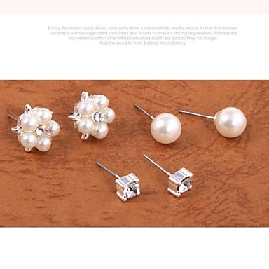 Мода Перла Rhinestone серьги стержня из трех частей