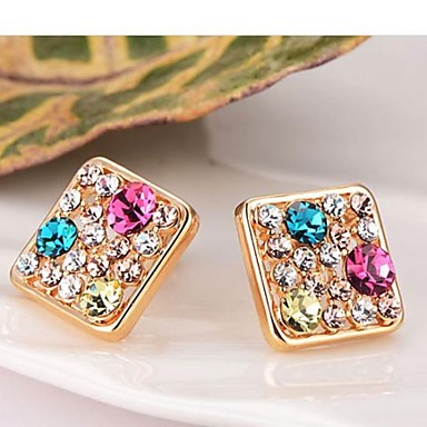 Классический Сплав площадь многоцветный Rhinestone серьги стержня
