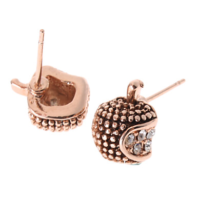 Rhinestone Твердый Apple, серьги Золотые Стад