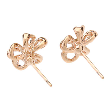 Розовое золото полые серьги Стад Цветочный