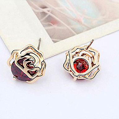 полый Rose формы Циркон Серьги инкрустированный латунь