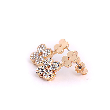 Двухместный серьги Rhinestone Цветочный