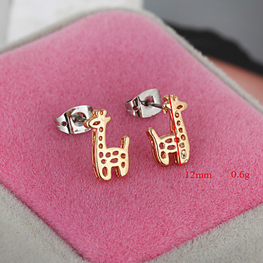Позолоченные бронзовые серьги Циркон Стад ERZ0159 - Deer Shaped