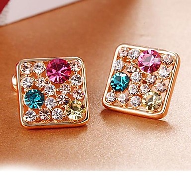 Классический Сплав площадь многоцветный Rhinestone серьги стержня
