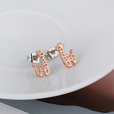 Позолоченные бронзовые серьги Циркон Стад ERZ0159 - Deer Shaped